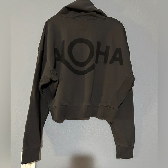 ALOHA CROP CHARCOAL HOODIE - Picture 2 of 5